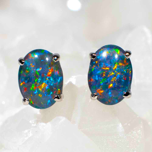 SPRING FLING STERLING SILVER AUSTRALIAN OPAL EARRINGS